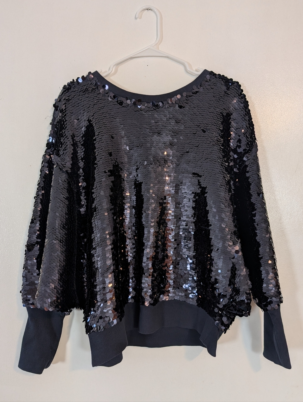 Joie Black Sequin Pullover Sweatshirt